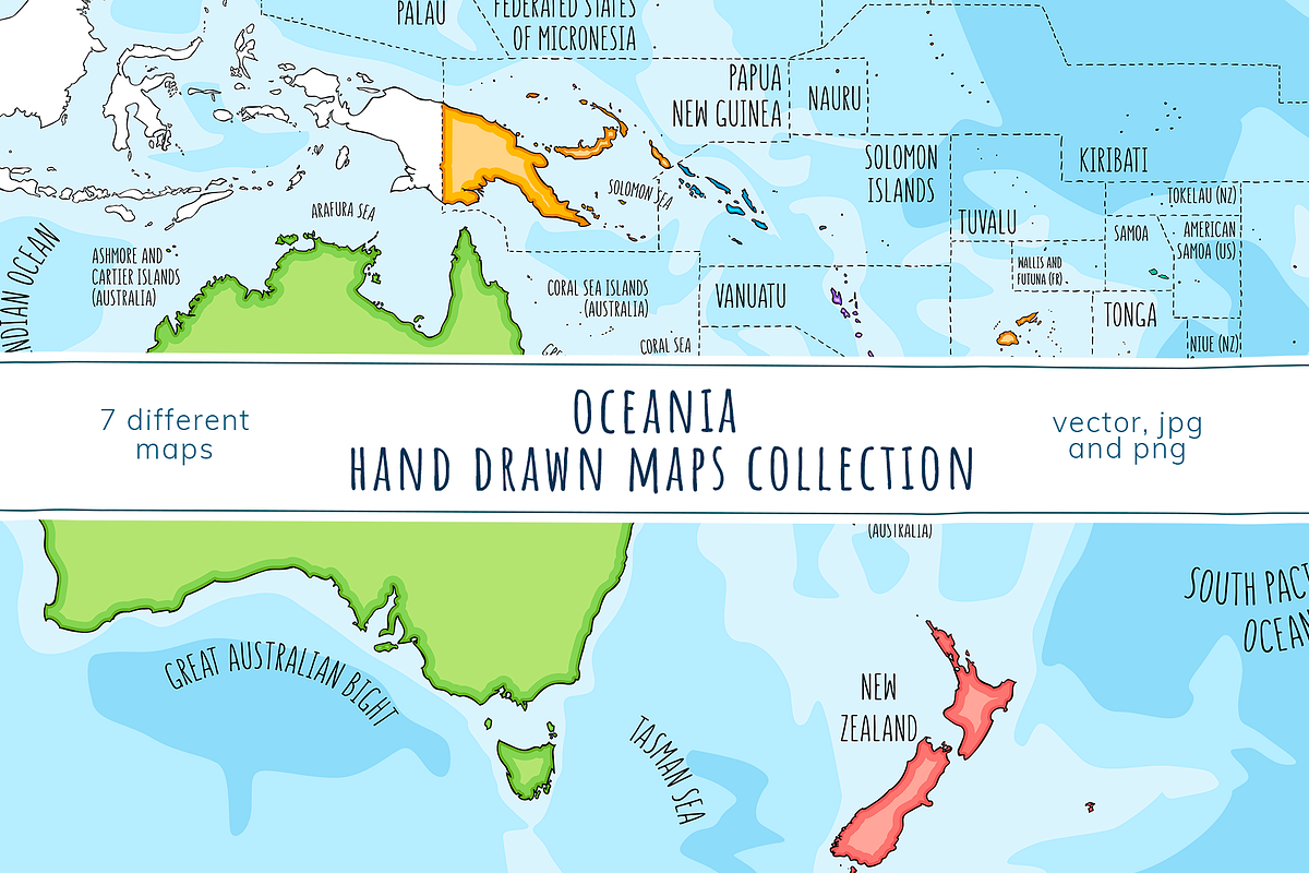 Oceania Maps Collection, an Education Illustration by Illustrationsforteachers (Photo 1 of 8)