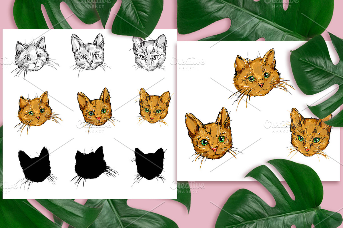 Cat on leopard print background, an Animal Illustration by Sweet_print (Photo 4 of 8)
