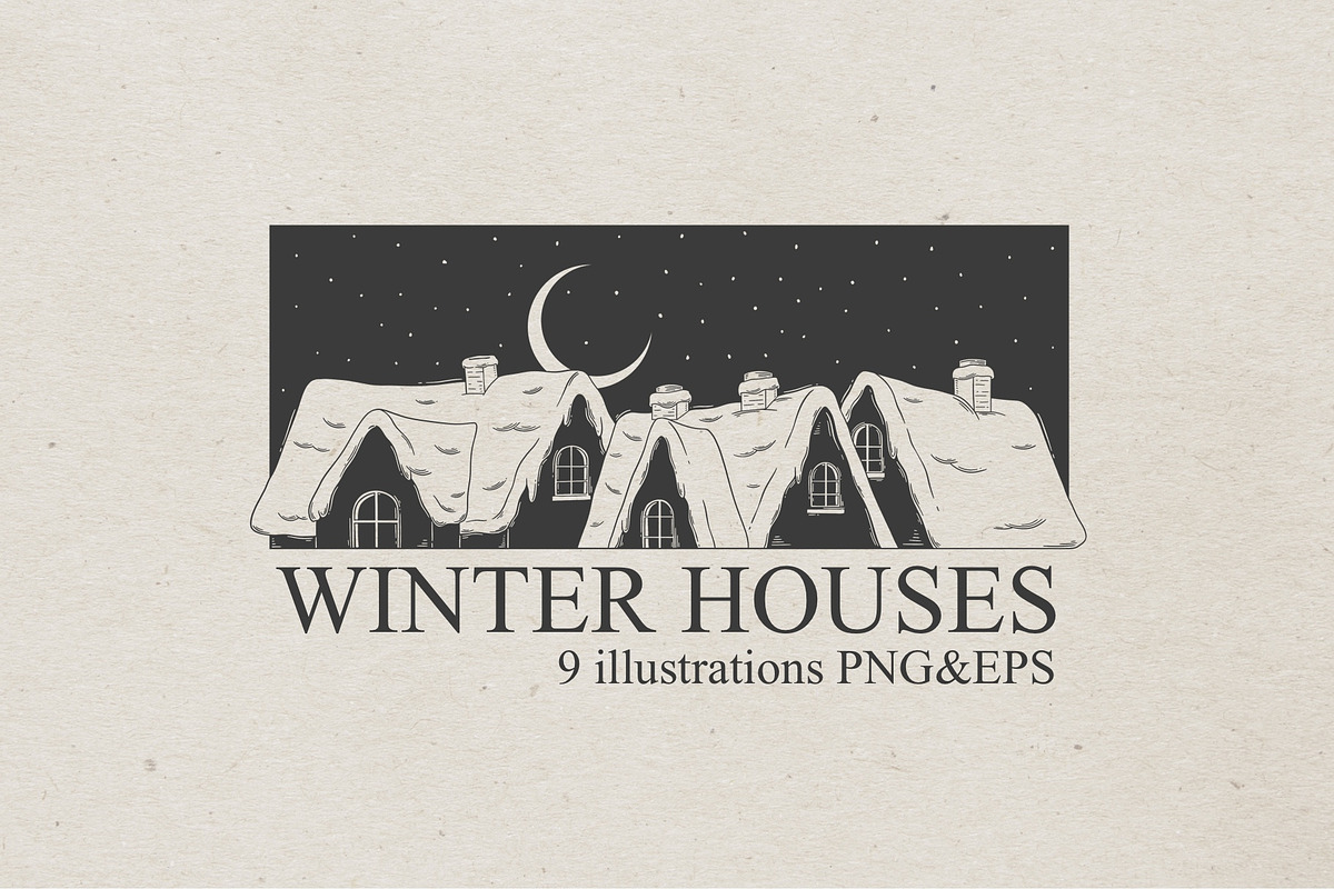 Winter houses. Line art., an Illustration by heyXeni (Photo 1 of 5)