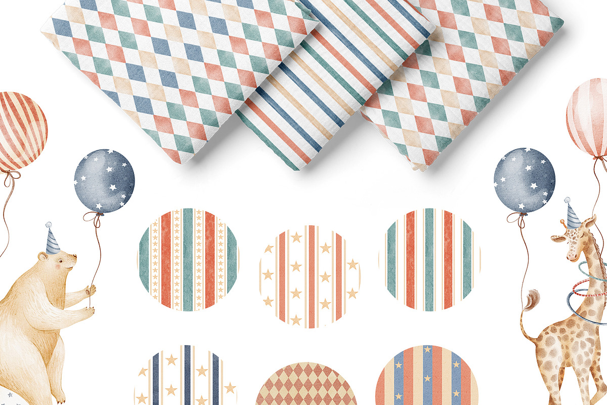 Cute Circus Watercolor Clipart Set, an Animal Illustration by LenArt (Photo 13 of 18)
