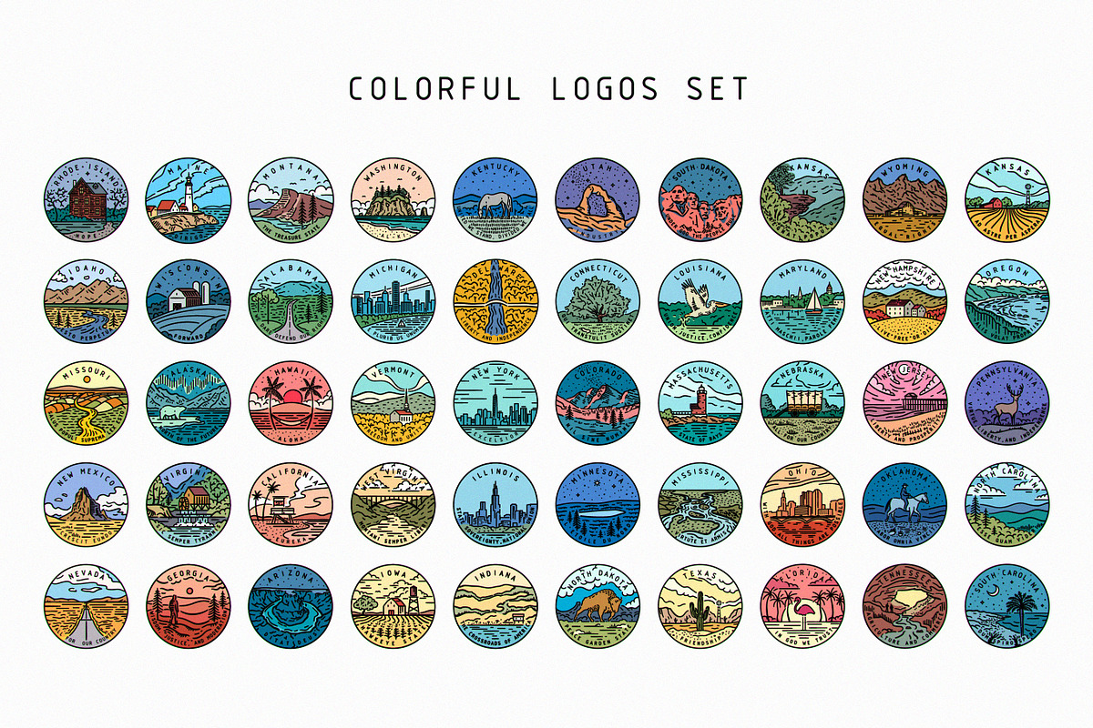 Line Logos. 50 States of the USA., an Object Graphic by Red Monkey (Photo 3 of 8)