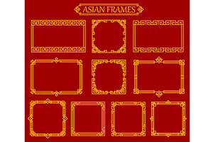 Asian square and rectangular frames, a Decorative Illustration by Vector Tradition