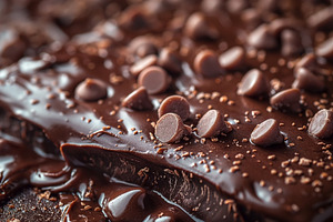 A rich, decadent chocolate dessert topped with smooth ganache an, a Food & Drink Photo by ImageMir