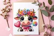 Quirky Valentine Funny Cow Clipart, an Illustration by SinaCreation (Thumbnail 10 of 11)