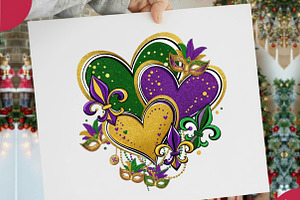 Heart Mardi Gras PNG, Mardi Gras PNG, an Illustration by Designking
