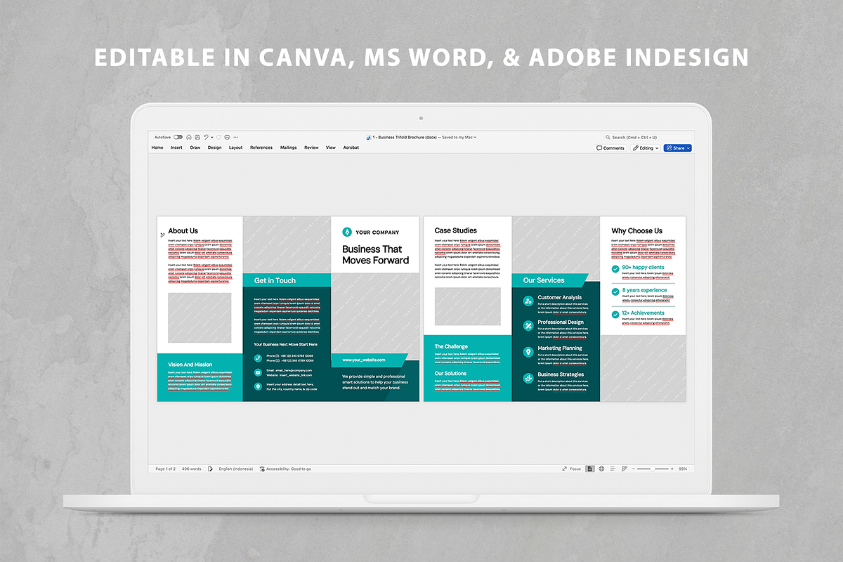 Brochure | Canva, MS Word, InDesign, a Brochure Template by Leaflove (Photo 6 of 6)