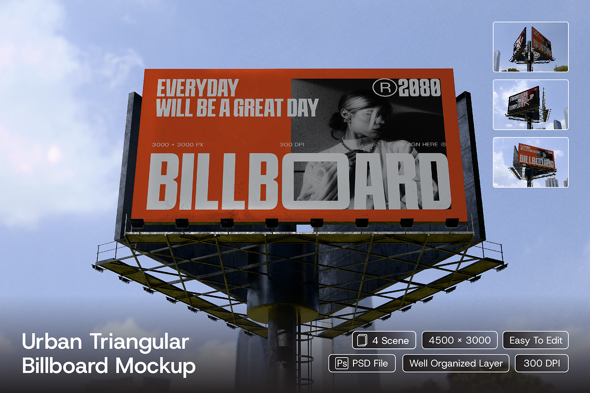 Urban Triangular Billboard Mockup, an Advertising Mockup by herutage (Photo 1 of 5)