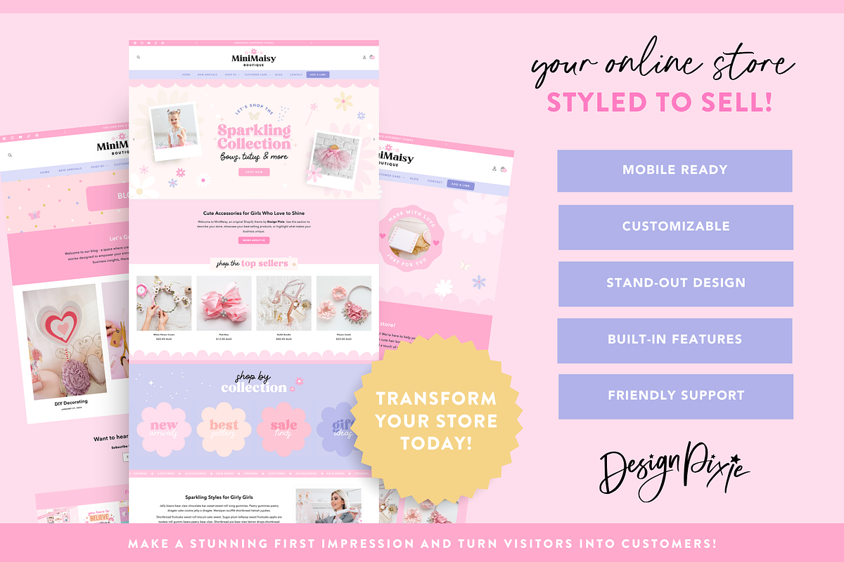 Girly Pink Shopify Theme, a Shopify Template by Design Pixie (Photo 3 of 11)