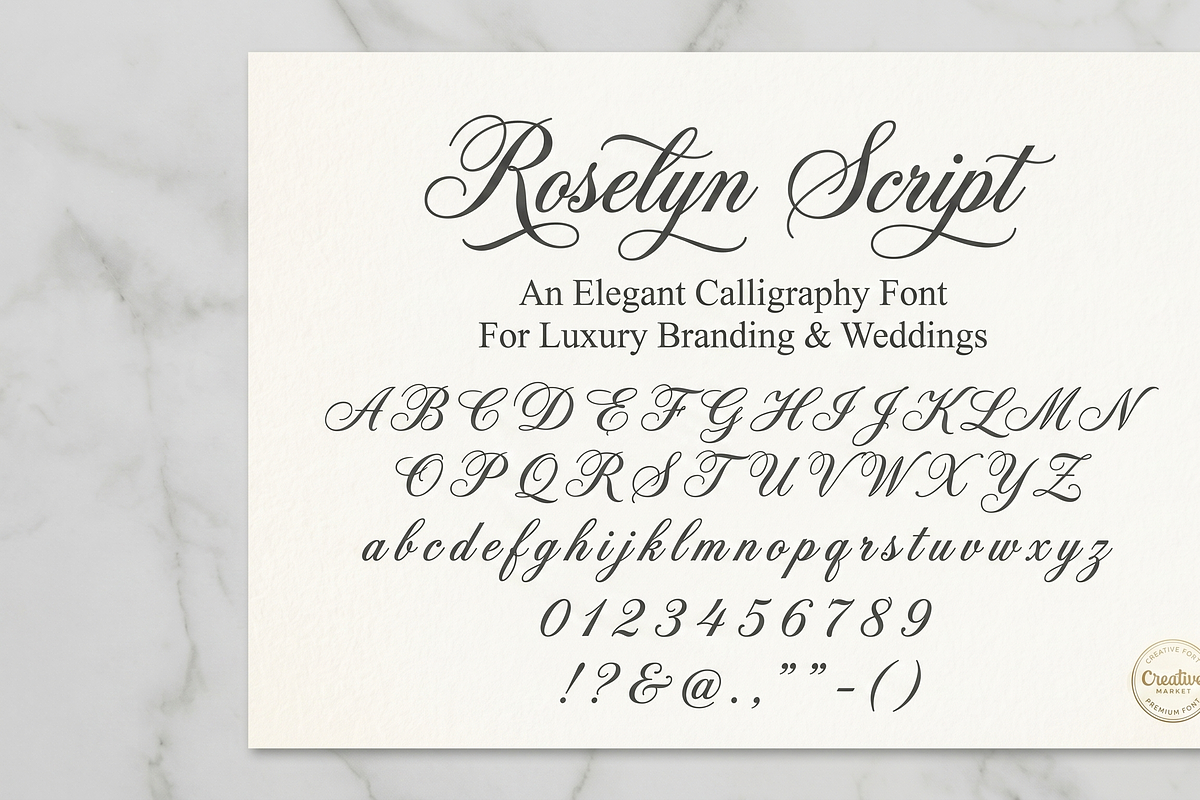 Roselyn Script Elegant Wedding font, a Script Font by RAHMAT (Photo 6 of 7)