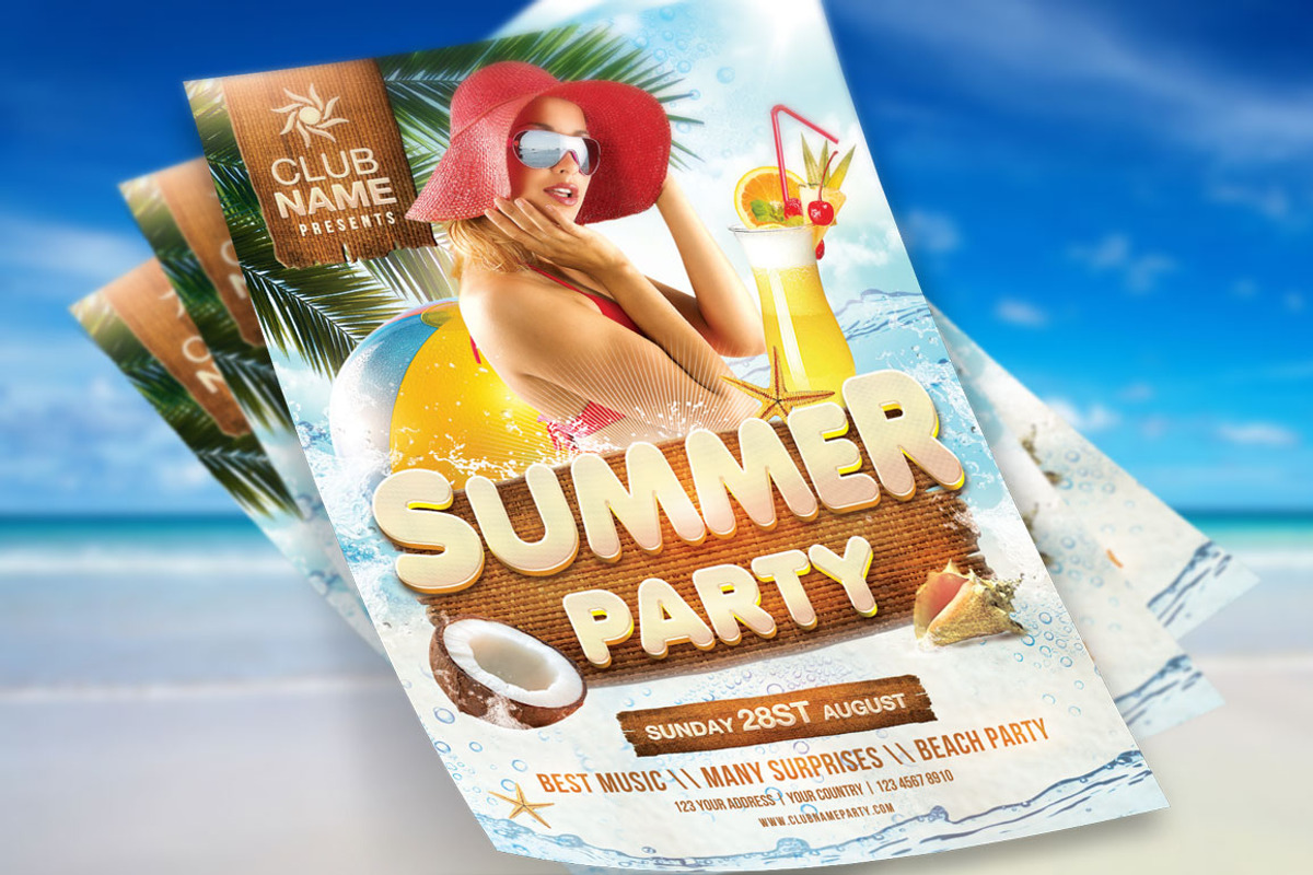 Summer Party Flyer Template, a Flyer Template by Briell Design (Photo 2 of 2)