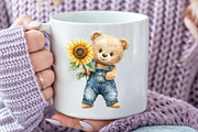 Watercolor Cute Teddy Bear PNG, an Illustration by Pixels.Craft (Thumbnail 6 of 7)