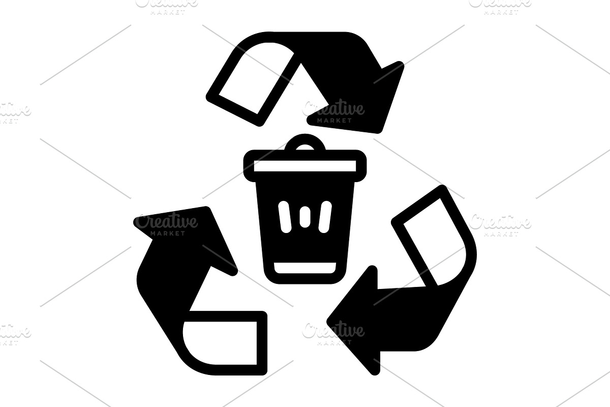 Recycling dustbin solid icon, a Solid Icon by Creative priyanka