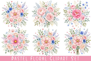 Pastel Floral Clipart Set, an Object Illustration by CraftArtStudio