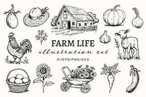 Farm life illustration set, an Object Graphic by NatalieArtShop