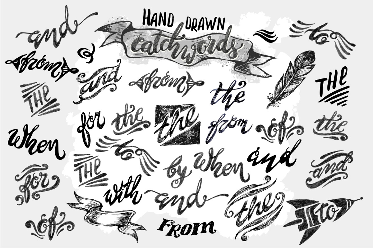 Vector Hand Drawn Catchwords, an Illustration by Seamless and more stuff (Photo 2 of 5)