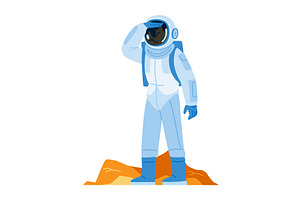 Astronaut exploring new planet, a Technology Illustration by pikepicture