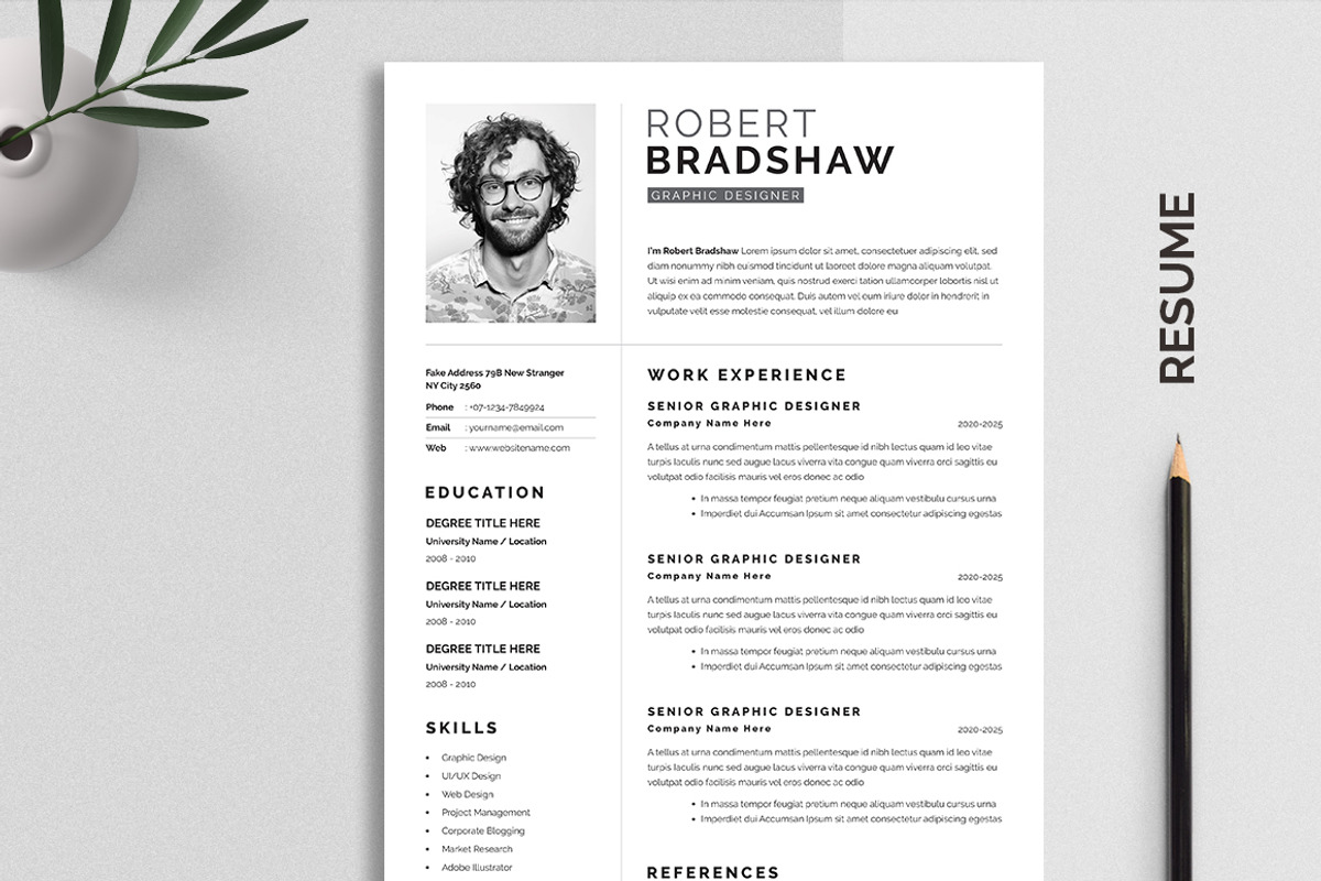 Resume | Canva, Word, PPTX, PSD, Ai, a Resume Template by ArtisticLand (Photo 2 of 4)