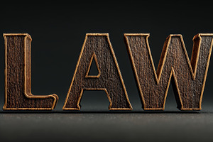 Wooden textured law typography on dark background emphasizing authority and con, a Photo by AS photostudio