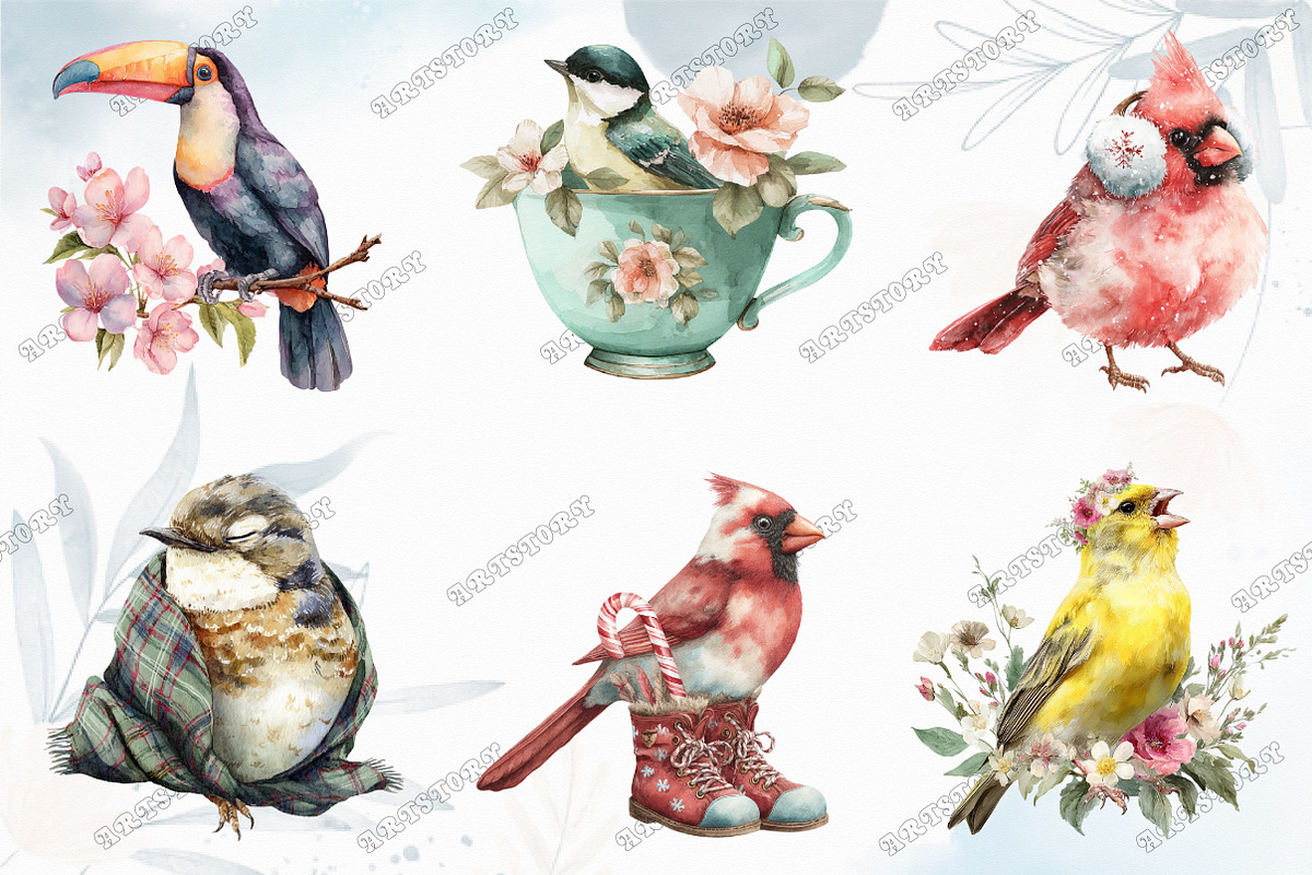 Cute Birds Clipart, a Graphic by designcity5 (Photo 3 of 5)