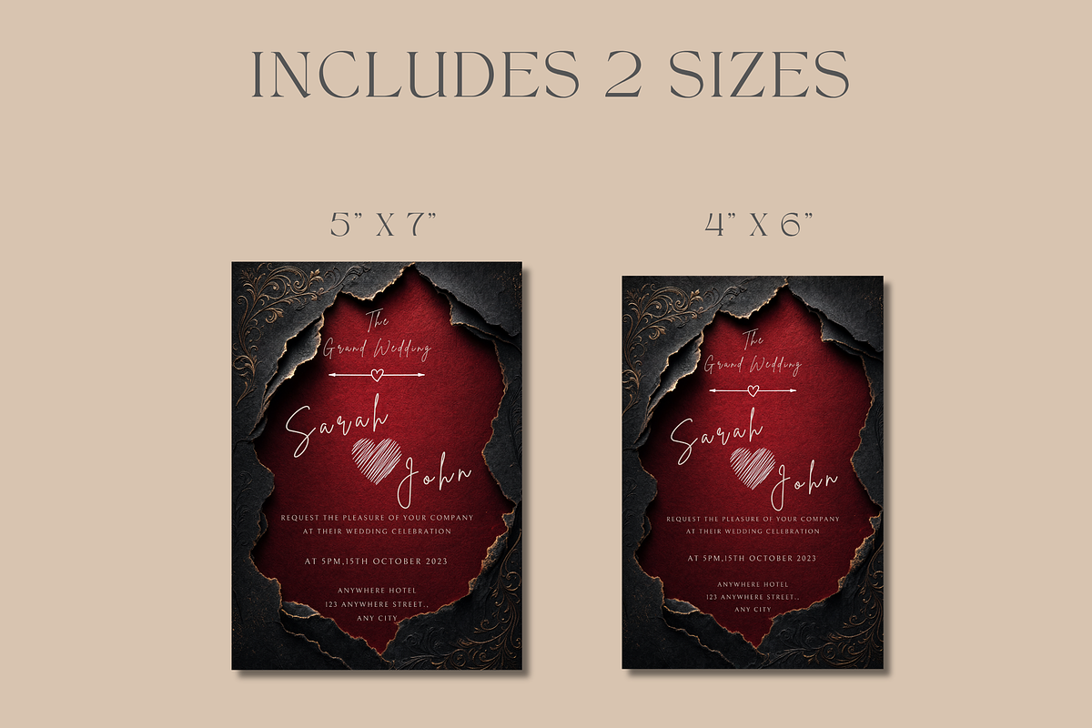 Red Torn Paper Wedding Invitation, an Invitation Template by InvitingStorys (Photo 7 of 12)