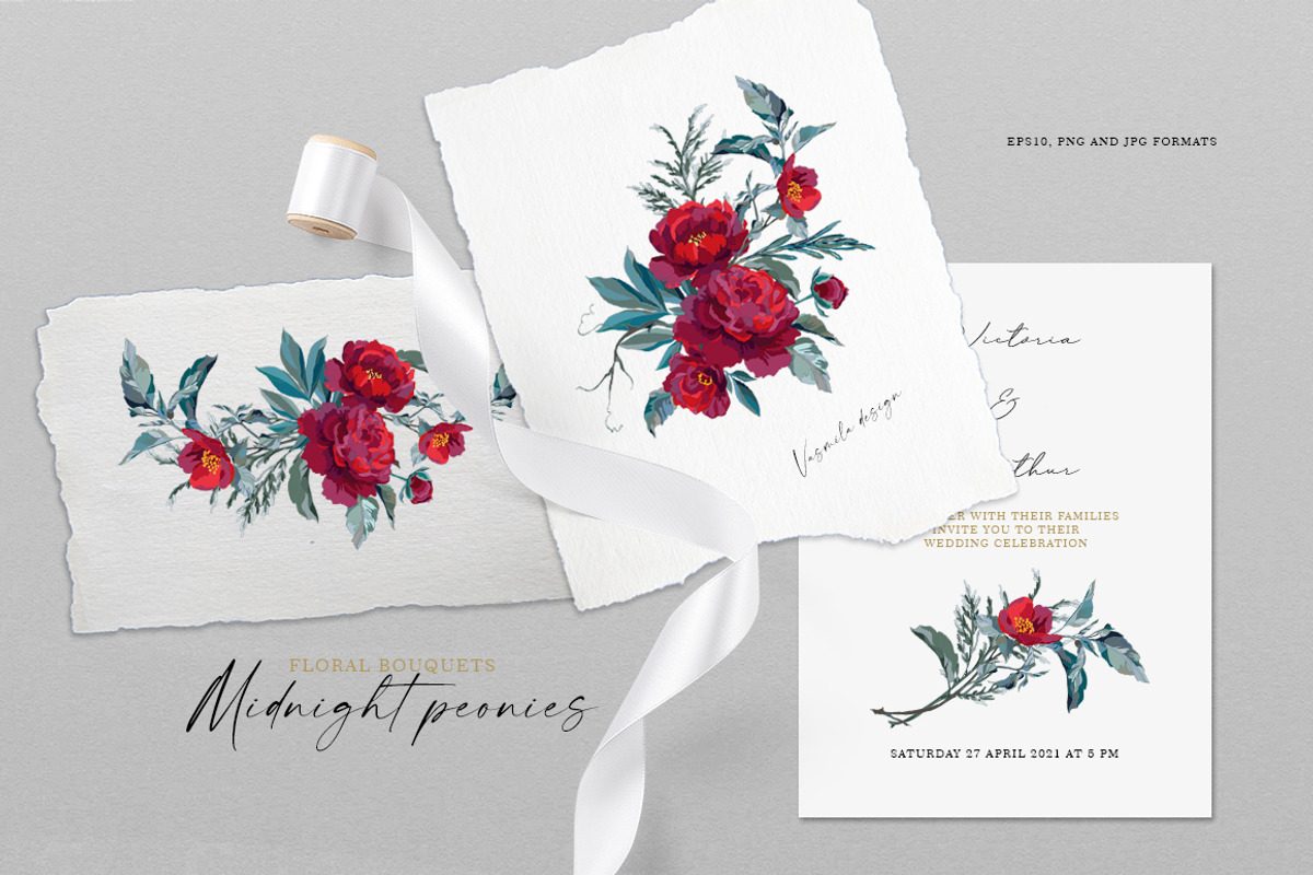 Dark red peonies, an Illustration by Vasmila (Photo 5 of 10)