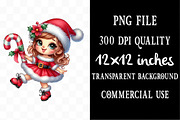 Cute Holiday Girls – Funny Christmas, an Illustration by Designking (Thumbnail 3 of 4)