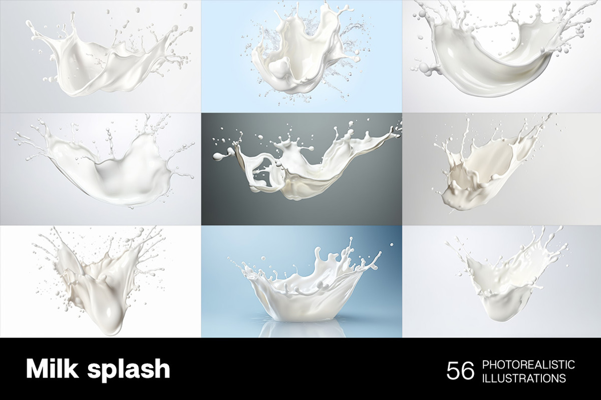 Milk Splash. 56 images, a Background Graphic by Handmadefont (Photo 5 of 11)