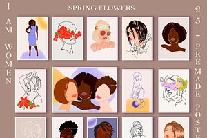 WOMEN & FLOWERS Modern Line Art