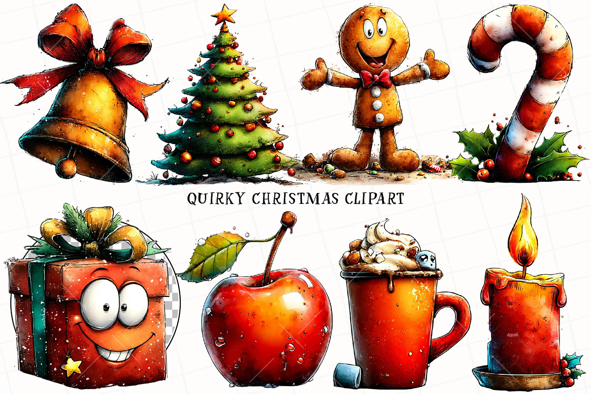 Quirky Christmas Clipart, an Illustration by OK Design (Photo 2 of 6)