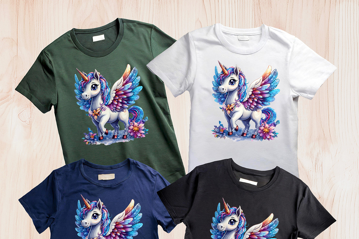 Cartoon unicorn pegasus with wings., an Animal Illustration by yod67 (Photo 3 of 9)