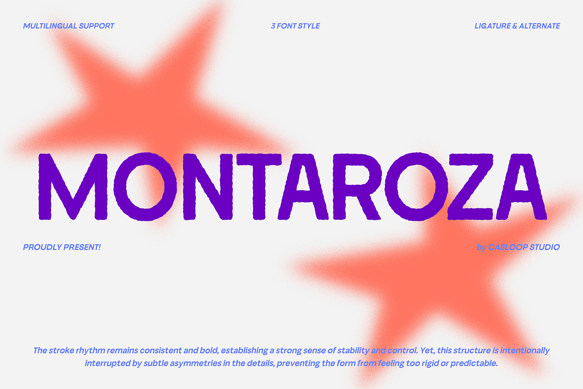 Montaroza – Rough Texture Geometric, a Sans Serif Font by Casloop Studio (Photo 1 of 10)