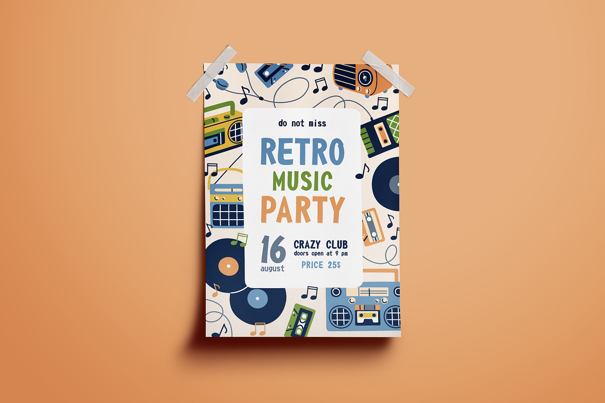 Retro music card and flyer, a Decorative Illustration by Good Studio (Photo 3 of 4)