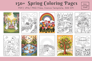 150+ Spring Coloring Pages Bundle, a Stationery Template by Daffodil Dream Studio