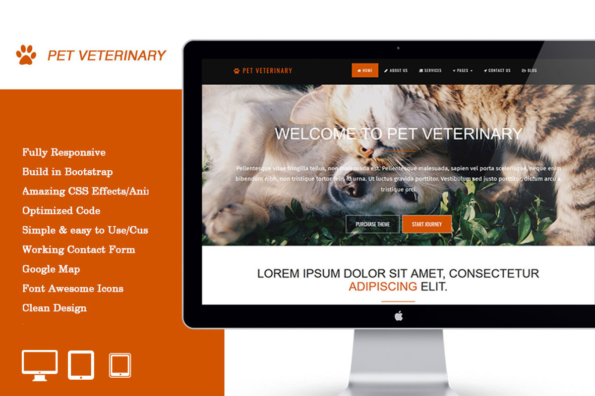 Pet Veterinary, a Bootstrap Template by VALIASOLUTION SHOP (Photo 1 of 7)