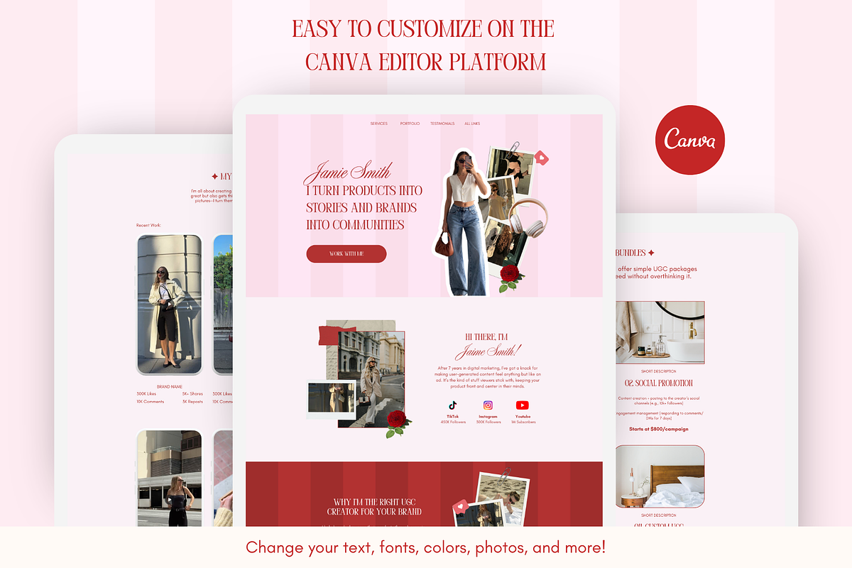 UGC Portfolio Canva Website Template, a Landing Page Template by GlamWebDesigns (Photo 2 of 8)