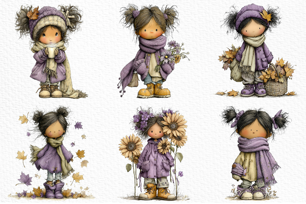 Whimsical Cottagecore Autumn Girls, a Seasonal Illustration by Craft Nest (Photo 6 of 6)