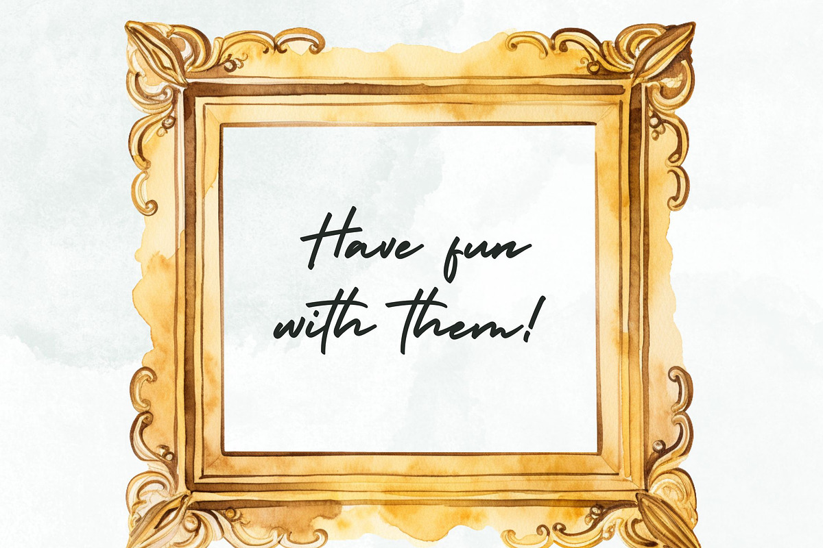 Golden Frames Watercolor Clipart, a Decorative Illustration by Loony Dream Designs (Photo 4 of 4)