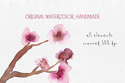Cherry Blossoms- Watercolor clipart, an Illustration by MaraquelaStudio (Thumbnail 4 of 7)