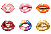 Watercolor Cute Lips Clipart, an Illustration by DreamArtGraphic (Thumbnail 2 of 5)