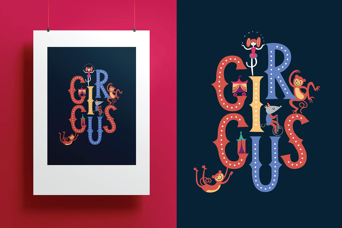 Space circus. Graphic set, an Animal Illustration by Maru_art (Photo 5 of 13)