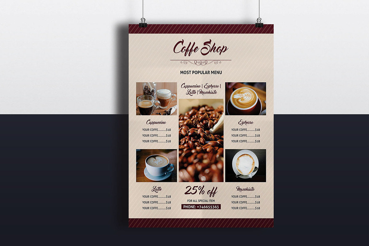 Coffee Shop Flyer Template, a Flyer Template by retrographix (Photo 2 of 5)
