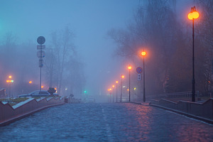 Foggy night city of Minsk, a Photo by Pictures for you!!!!!!!!!