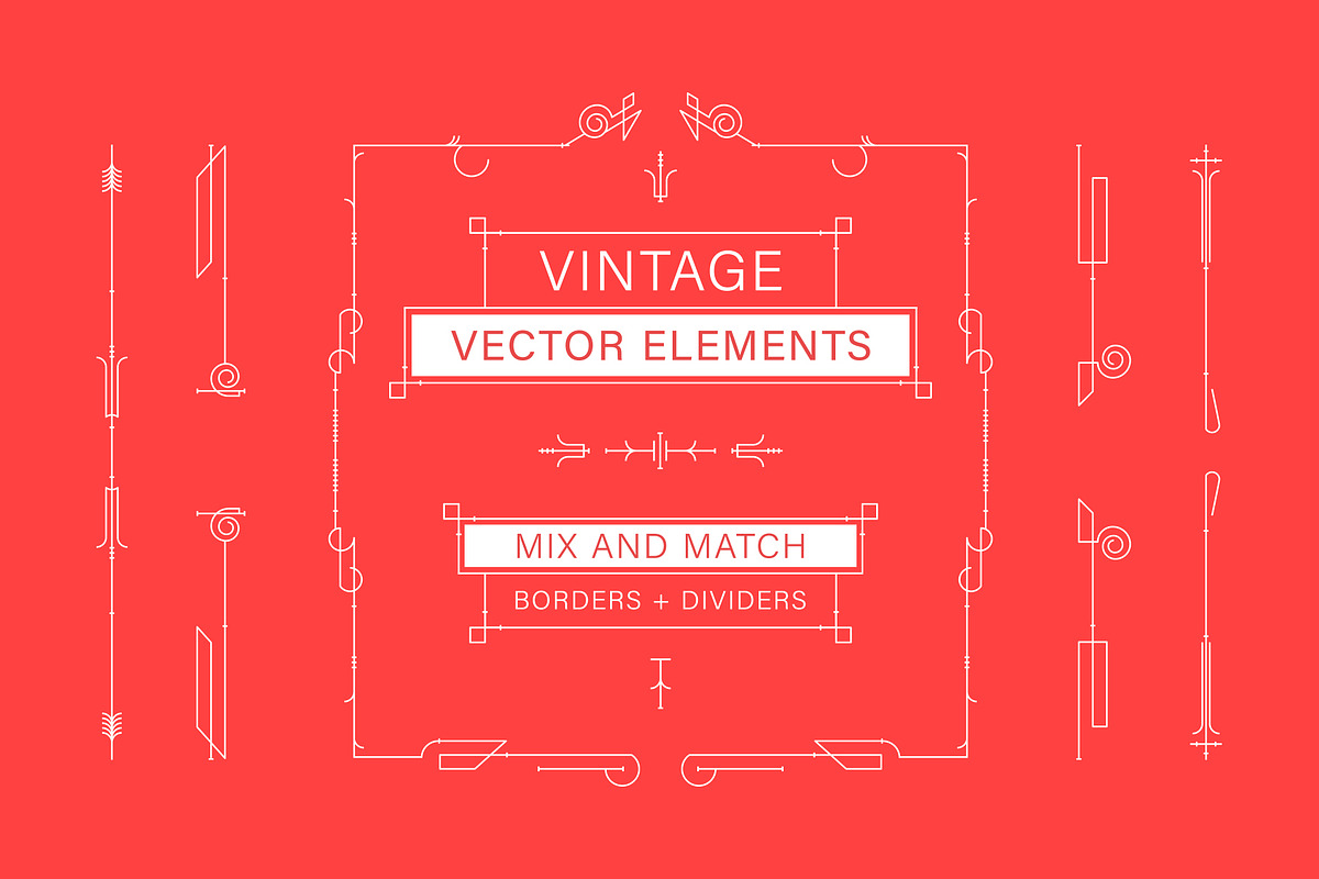 Vintage Vector Elements & Dividers, a Decorative Illustration by digiful (Photo 1 of 7)