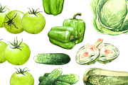 Green Vegetables watercolor big set, a Food Illustration by wedraw (Thumbnail 2 of 7)