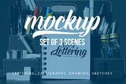 Lettering & Drawing Mockup Set 2, a Books & Magazine Mockup by AwesomeMockups (Thumbnail 1 of 4)