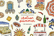 Italian Summer Watercolor Clipart, an Object Illustration by Teresa Art Store (Thumbnail 1 of 10)