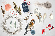 Birds and  Cotton Watercolor Set, an Illustration by WBS Design (Thumbnail 4 of 9)