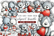 cute grey teddy bear Clipart, an Illustration by DreamArtGraphic (Thumbnail 1 of 4)