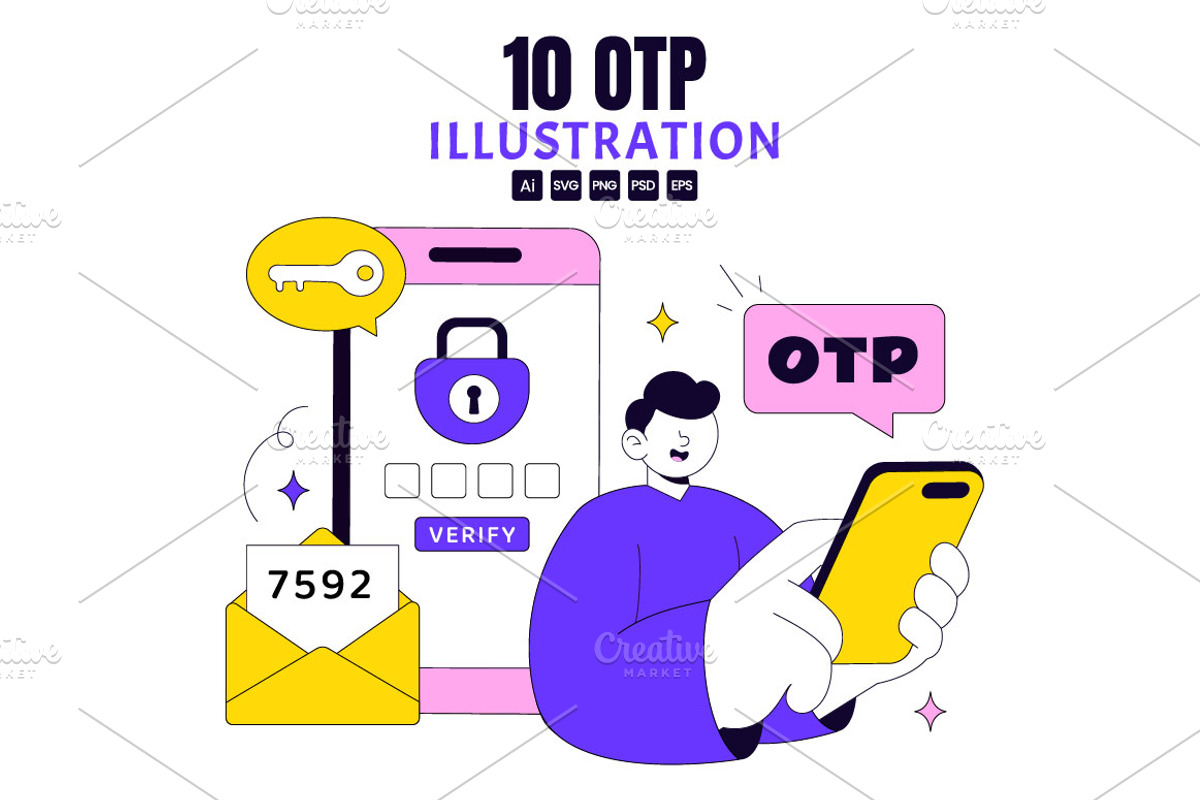 10 OTP Vector Illustration, a Technology Illustration by denayunebgt (Photo 1 of 4)