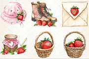 Cute Cottagecore Strawberry Clipart, an Illustration by Rose Art (Thumbnail 3 of 7)